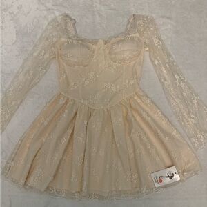 Elegant Cream Lace Kids Dress